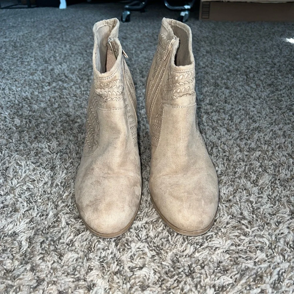A.N.A Tan Suede Heeled Booties Size 11 - Picture 3 of 7